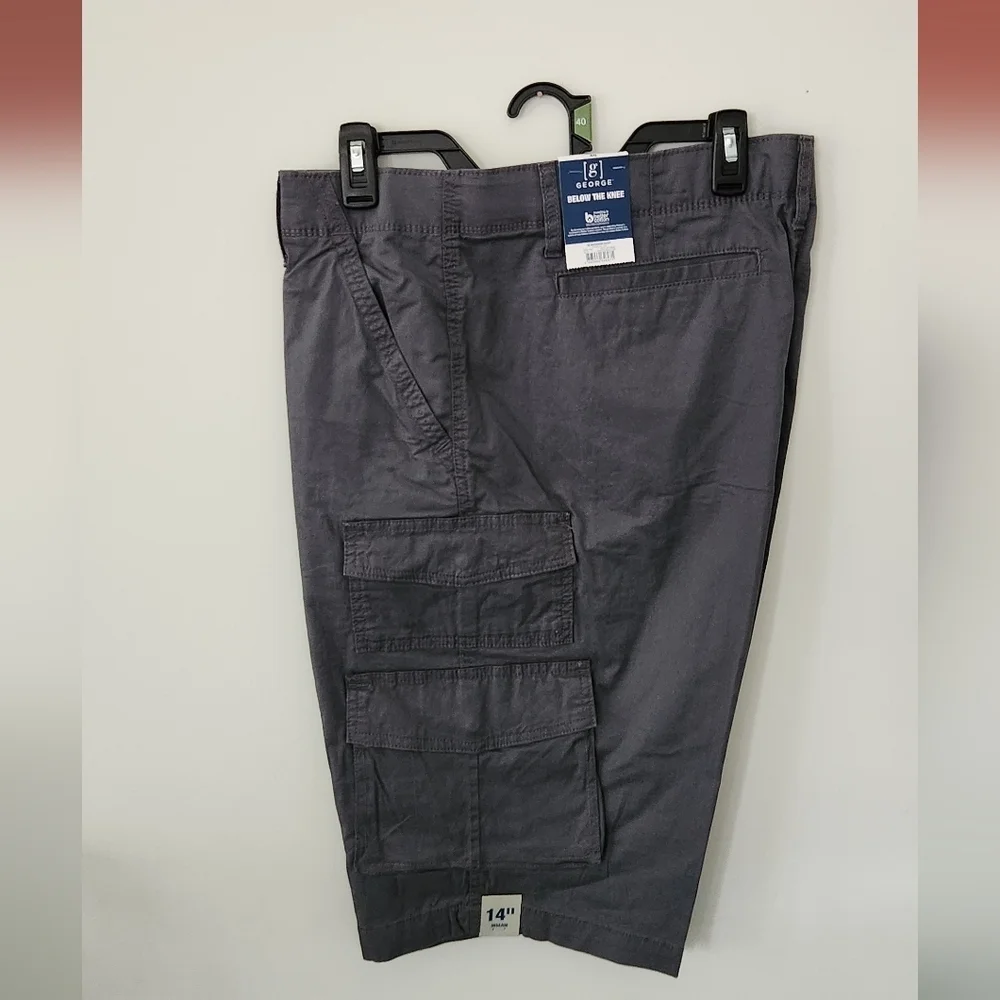 🩳 George Men’s Gray Cargo Shorts Size 40 – NWT, 14” Inseam, Below Knee - Picture 2 of 16